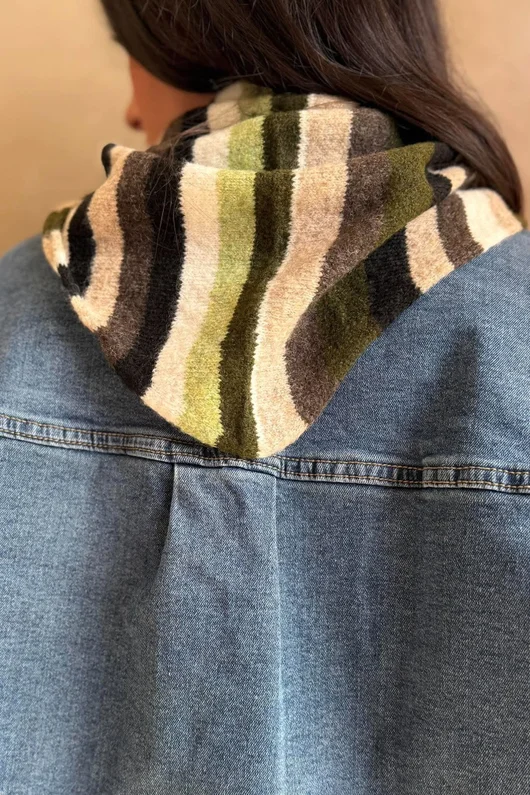 Jonti Stripe Knit Neckerchief Scarf 3